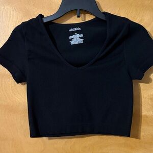 Wild Fable Classic Black V-Neck Crop Top